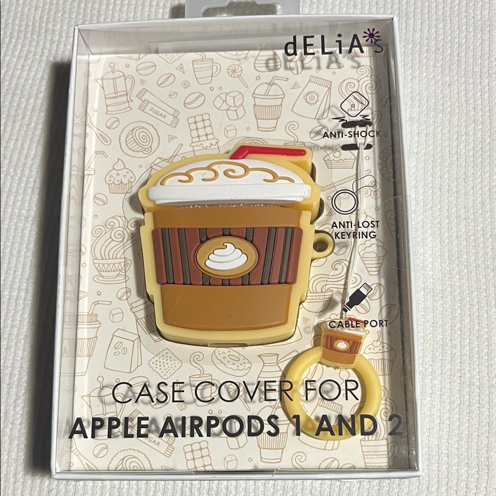 dELiA*s Coffee Cup AirPods Case - Brown and Cream